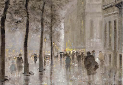 F. A. Bouvié - Figures at the Seine, Notre Dame beyond