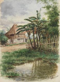 Fabian de la Rosa - Filipino landscape with Nipa hut