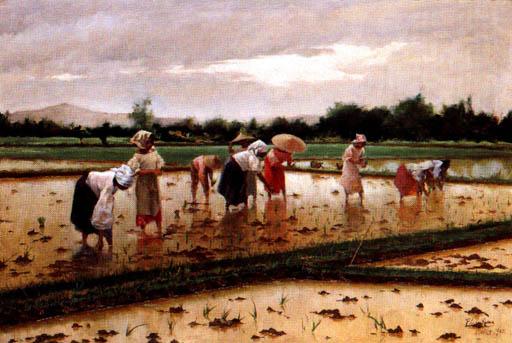 Fabian De La Rosa - Women working in a rice field