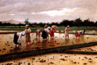 Fabian De La Rosa - Women working in a rice field