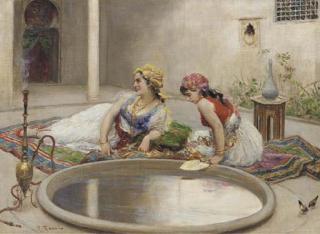 Fabio Fabbi - Reclining Odalisques by a Reflecting Pool