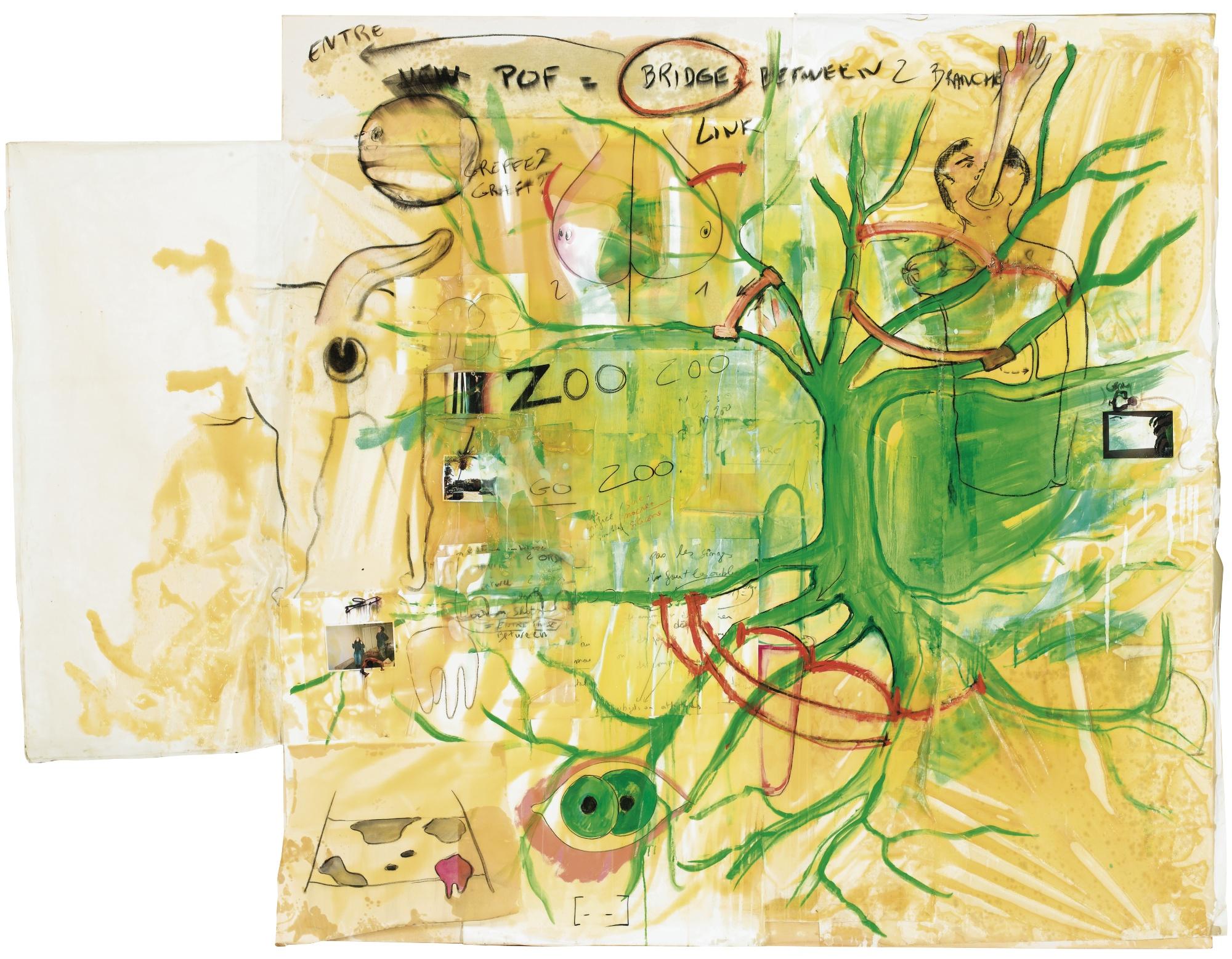 Fabrice Hyber - Peinture Homéopathique, No.18Acrylic, Charcoal, Resin, Photographs And Paper Collage On Canvas.