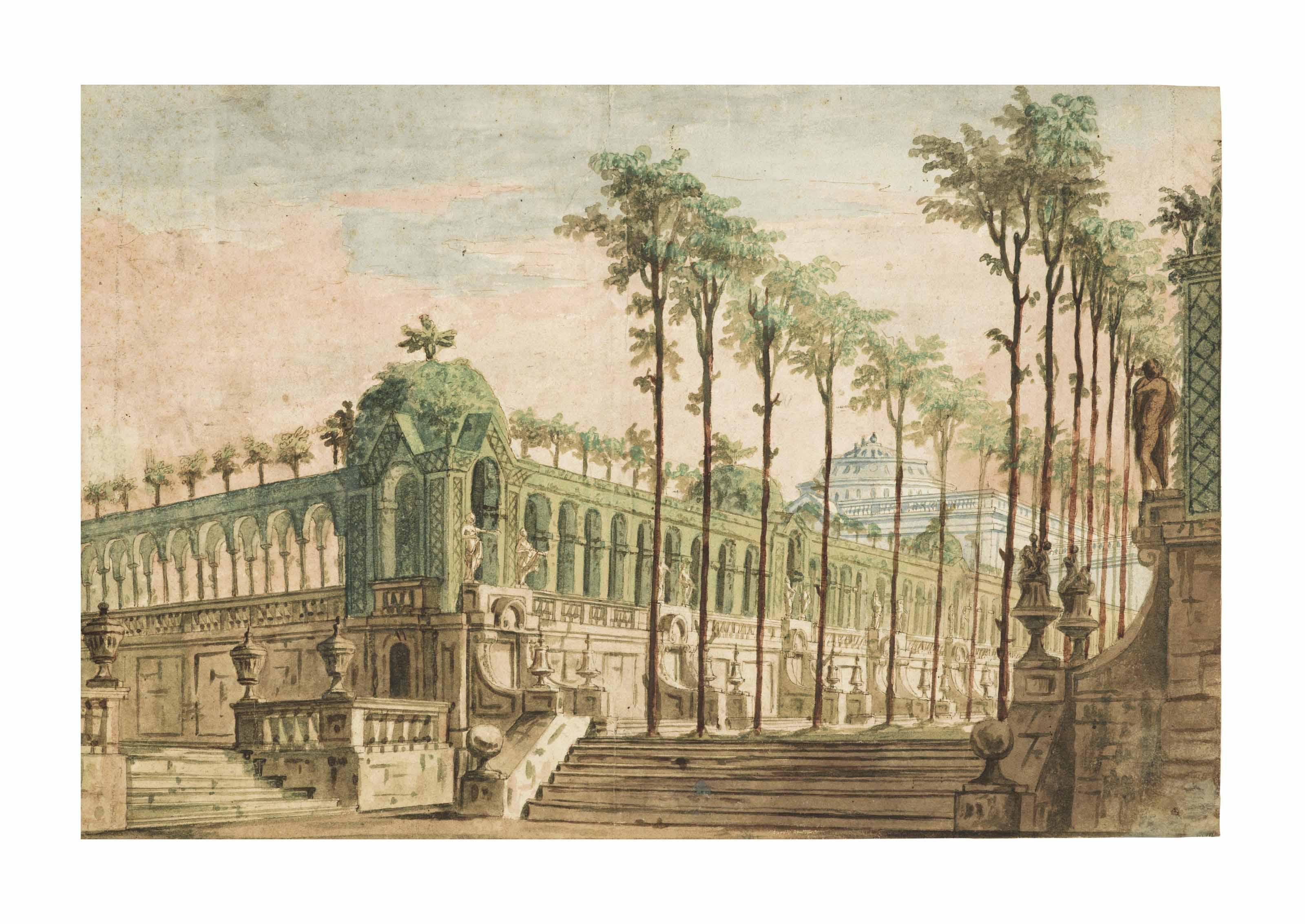 Fabrizio Galliari - A stage design of a palace garden