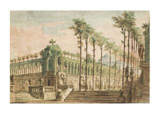 Fabrizio Galliari - A stage design of a palace garden