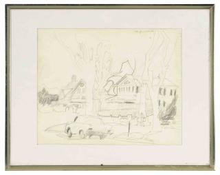 Fairfield Porter - A Sketch Of A Car On A Street In Southampton