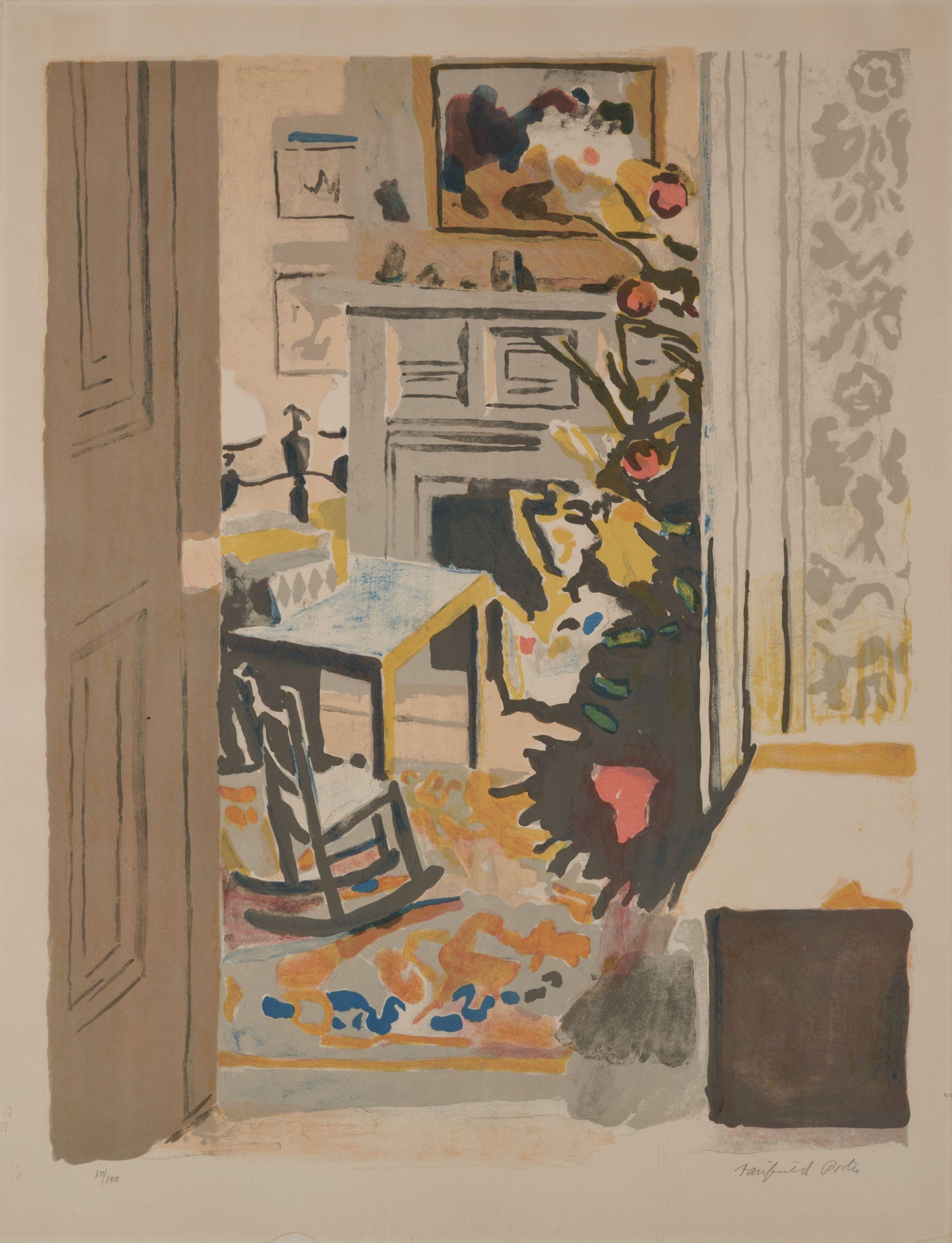Fairfield Porter - The Christmas Tree (Fire Place and Rocker)