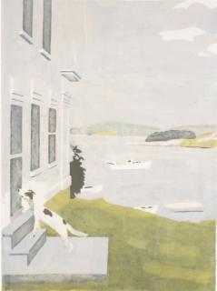 Fairfield Porter - The Dog at the Door (Boo Boo at the Door), from Ten Lithographs by Ten Artists (Ludman 19)