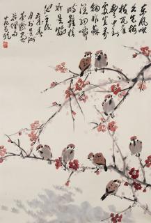Fan Chang Tien - Sparrows and Plum Blossoms