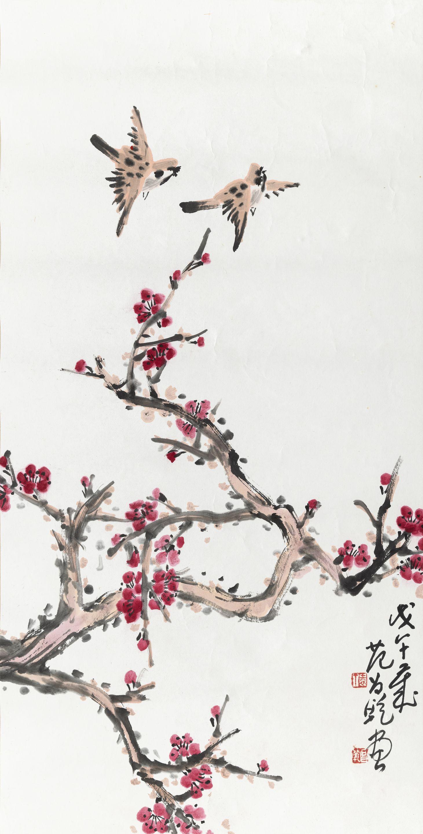 Fan Chang Tien - Two Sparrows and Red Plum Tree