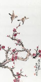 Fan Chang Tien - Two Sparrows and Red Plum Tree