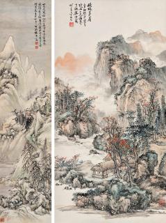 Fan Haolin - Cottage In Autumn, Temple In Snowy Mountain