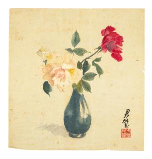 Fan Tchunpi - White Peony and Red Flower in Blue Vase, 1940-1945