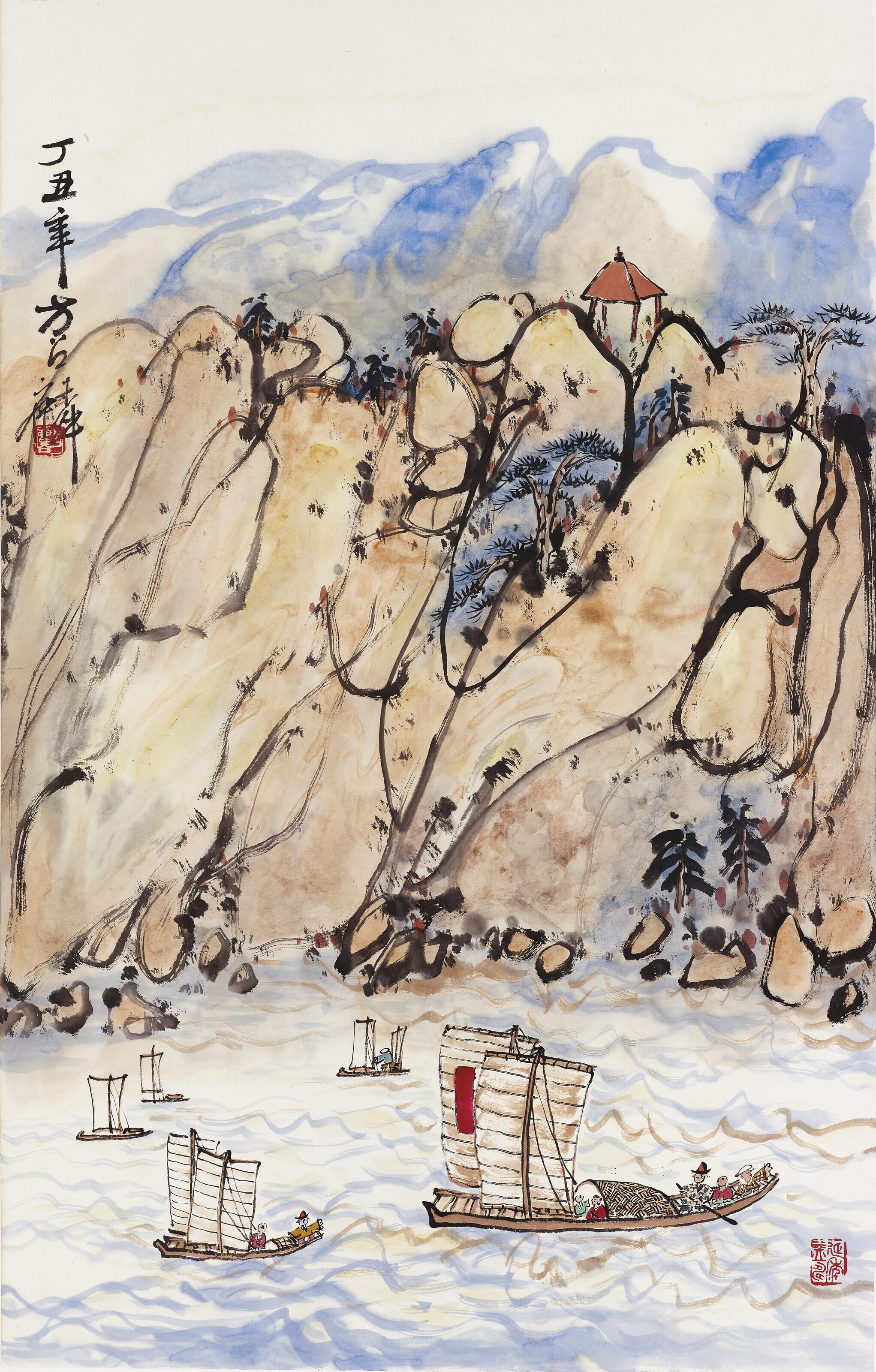 Fang Zhaoling - Boating Along the River