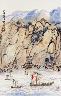 Fang Zhaoling - Boating Along the River