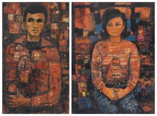 Fateh Moudarres - Portrait of Ghiath Al-Ghazi (i) & Portrait of Amal Al-Ghazi (ii)