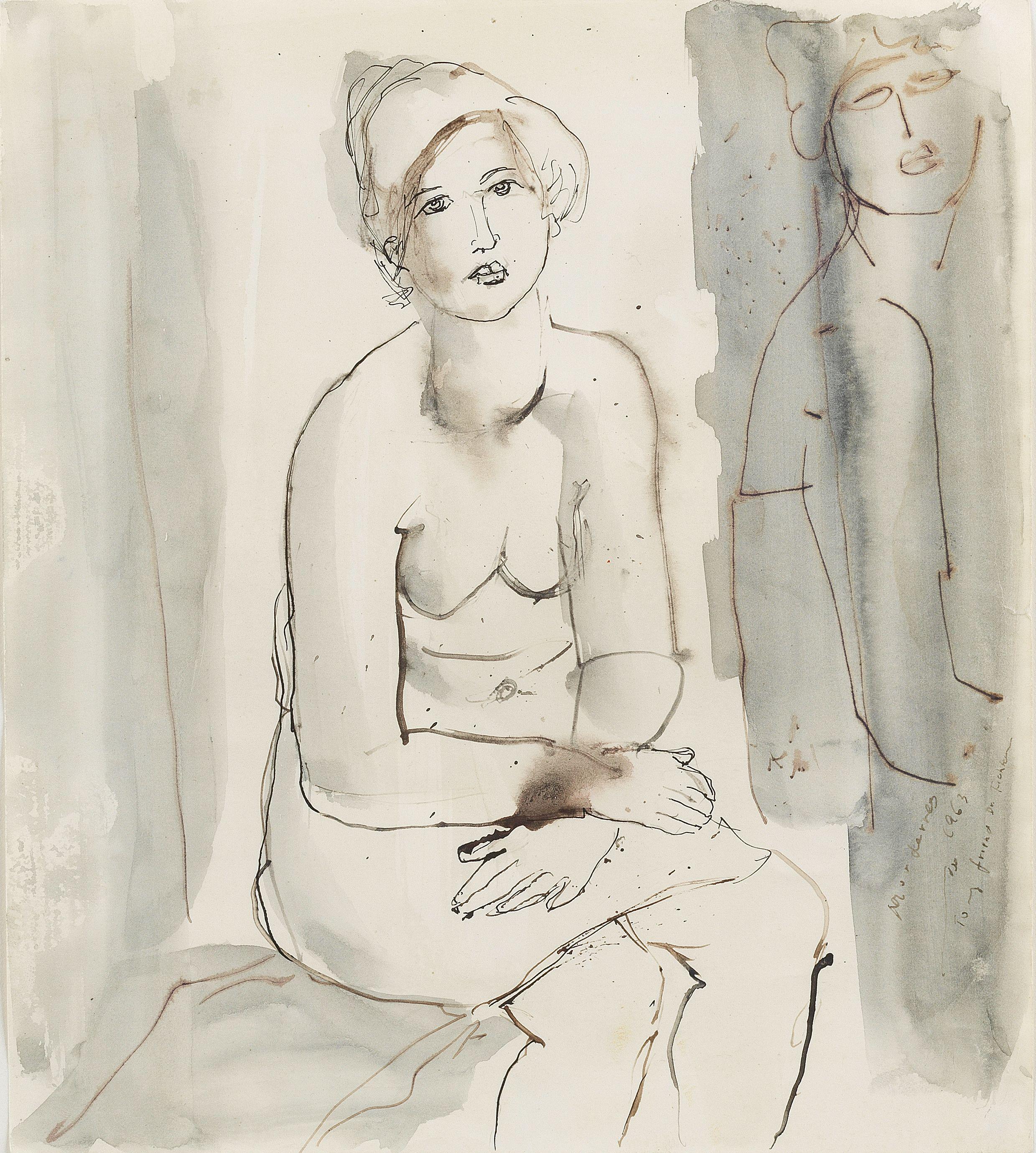 Fateh Moudarres - Untitled (Seated Lady)