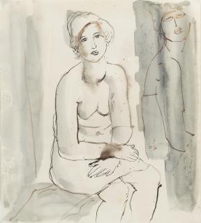Fateh Moudarres - Untitled (Seated Lady)