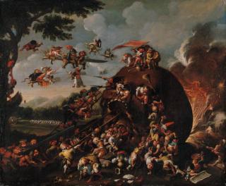 Faustino Bocchi - Pygmies fighting over a skull