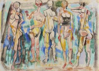 Fausto Pirandello - Bagnanti in fila