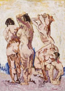 Fausto Pirandello - Bagnanti verticali