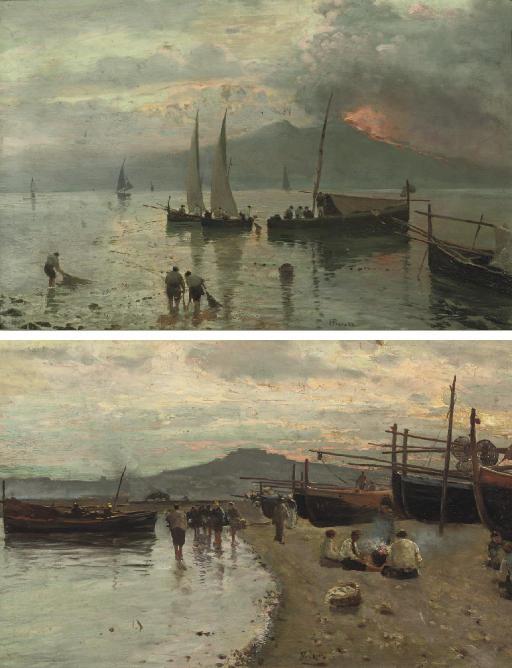 Fausto Pratella - Fishermen in the bay of Naples