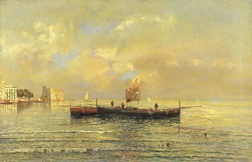 Fausto Pratella - Napoli, barche di pescatori a Castel dell\'Ovo, 1929