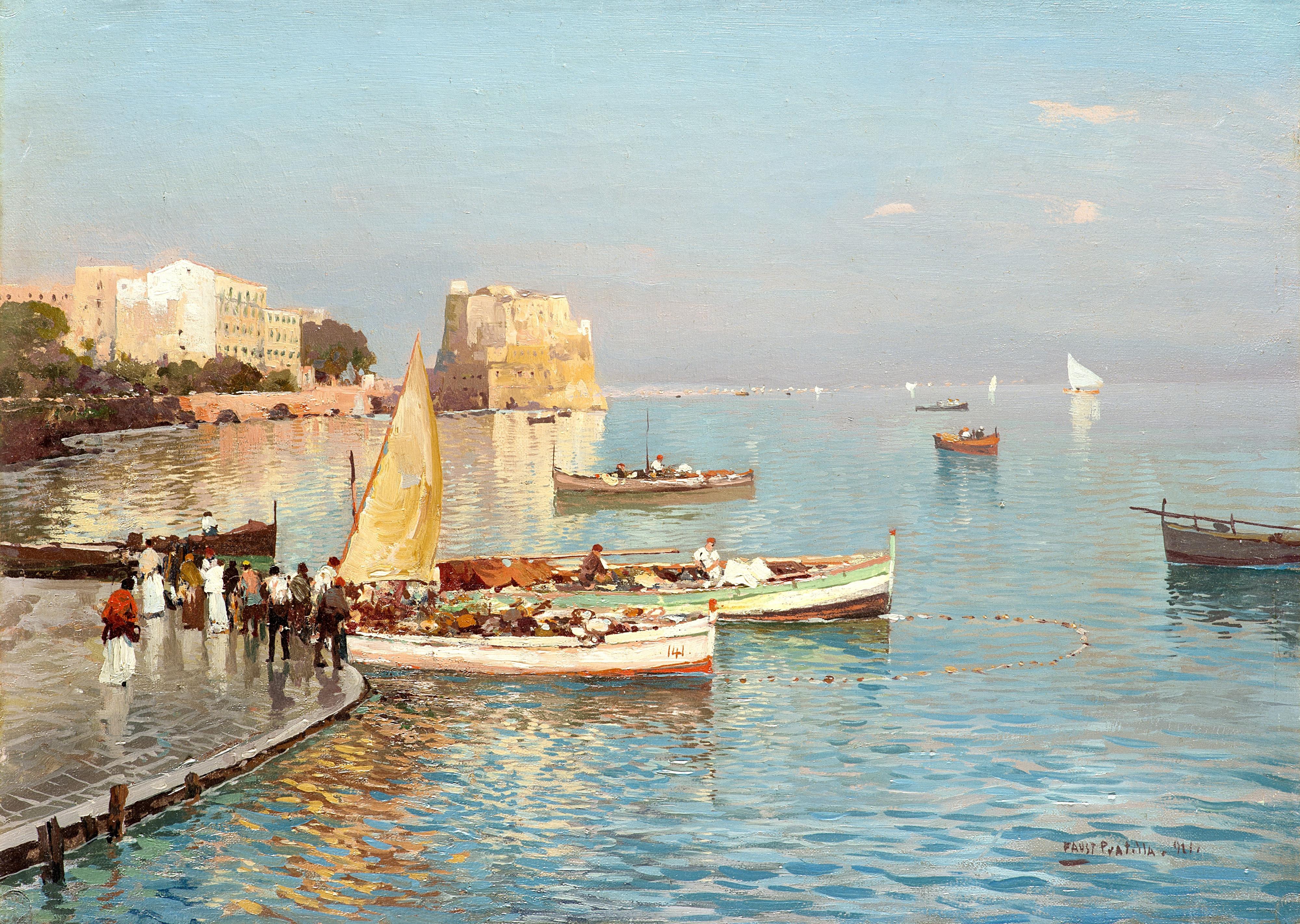 Fausto Pratella - Veduta del golfo di Napoli con Castel dell\'Ovo