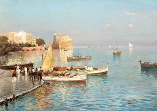 Fausto Pratella - Veduta del golfo di Napoli con Castel dell\'Ovo