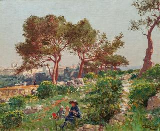 Fausto Zonaro - Der Fürstenpalast der Grimaldi über Monaco.