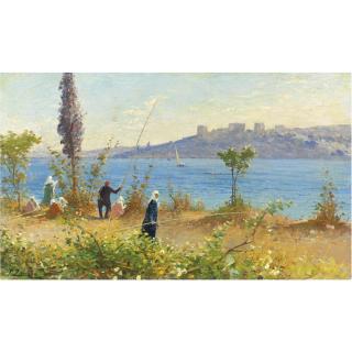Fausto Zonaro - Italian Harem Alla Pesca Sul Bosforo (Harem Girls Fishing By The Bosphorus)