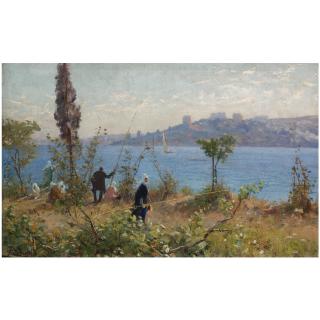 Fausto Zonaro - Italian Harem Alla Pesca Sul Bosporo (Harem Girls Fishing By The Bosphorus)