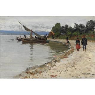 Fausto Zonaro - Italian On The Shore Of The Bosphorus