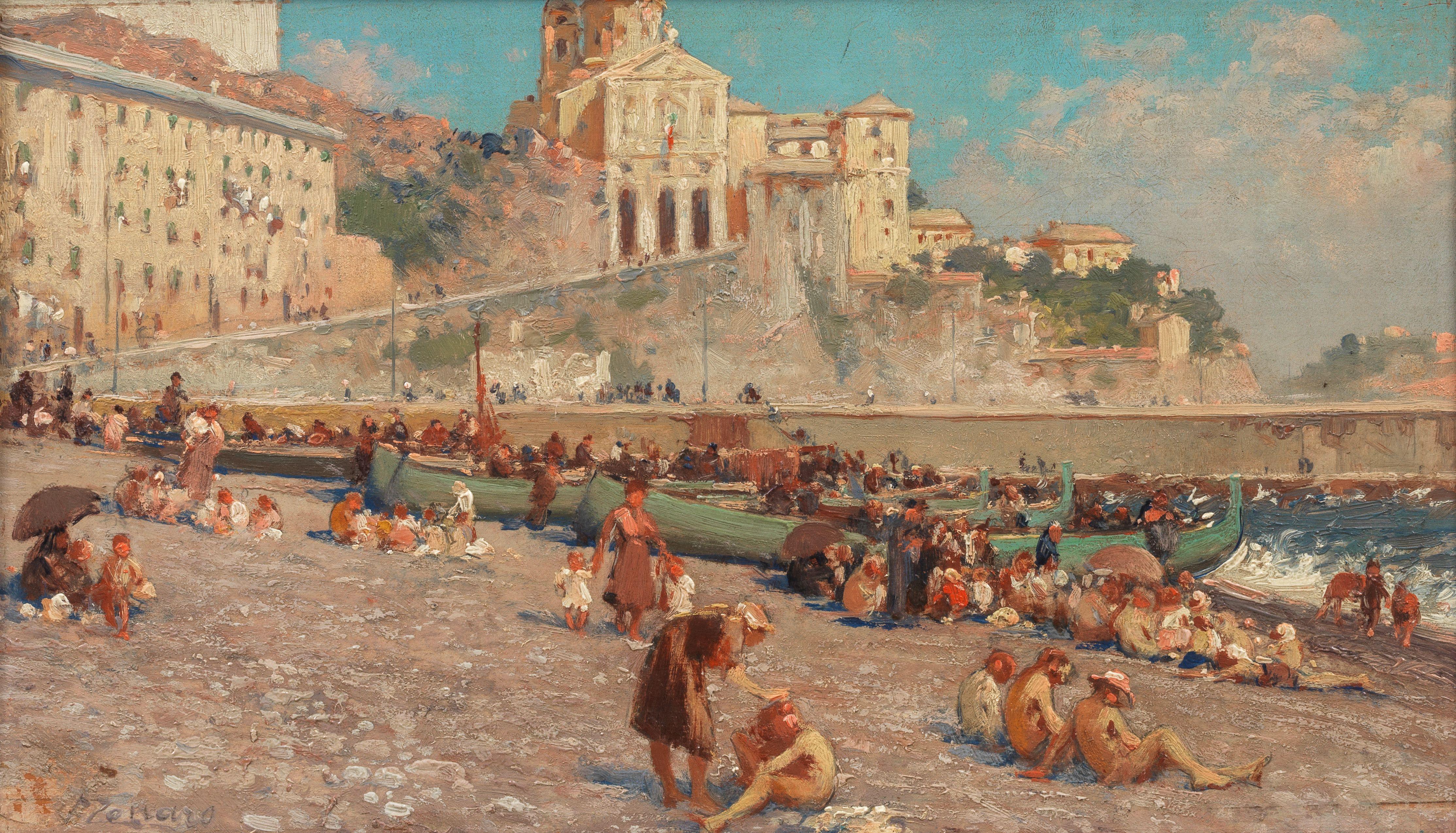 Fausto Zonaro - La spiaggia a Foce, Genova