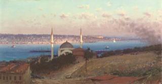 Fausto Zonaro - The Dolmabahçe Mosque And Üsküdar As Seen From The Hills of Gümüssüyü, Constantinople