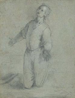 Federico Barocci - A Kneeling Garzone Looking Up To The Left