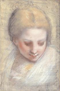 Federico Barocci - La tête d\'une jeune femme regardant vers le bas