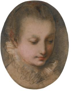 Federico Barocci - Study Of The Head Of A Young Lady Looking Down