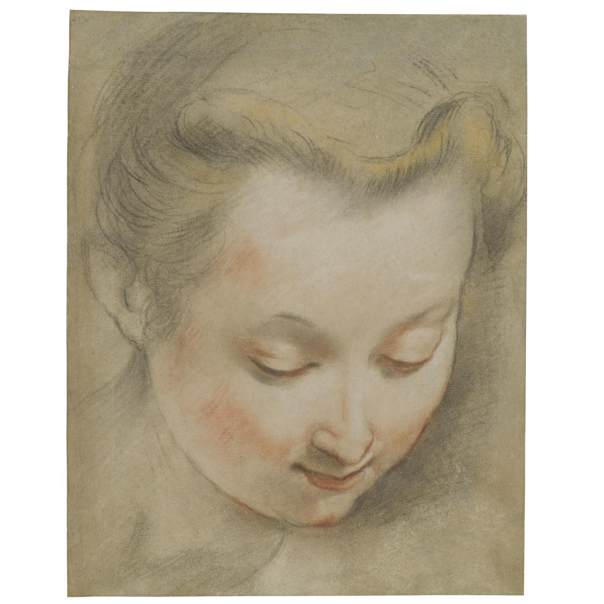 Federico Barocci - Study Of The Head Of A Young Woman Looking Down To The Right