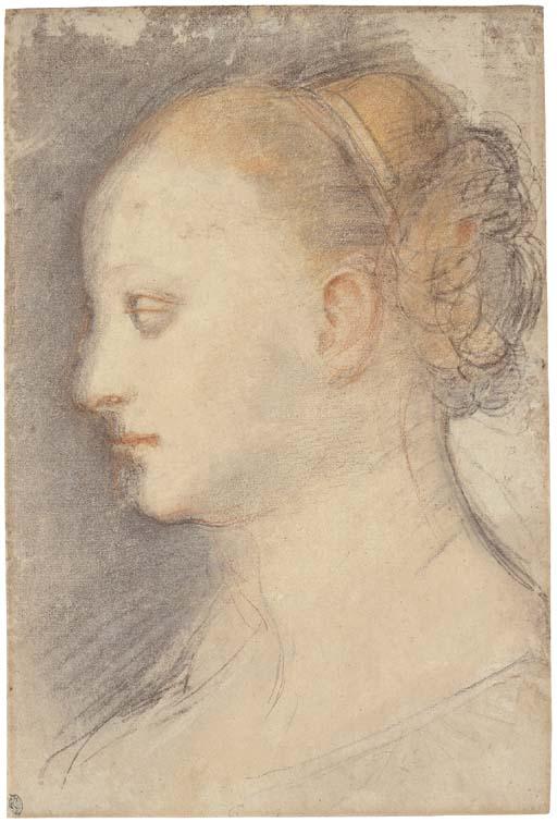 Federico Barocci - Tête de la Vierge, de profil à gauche