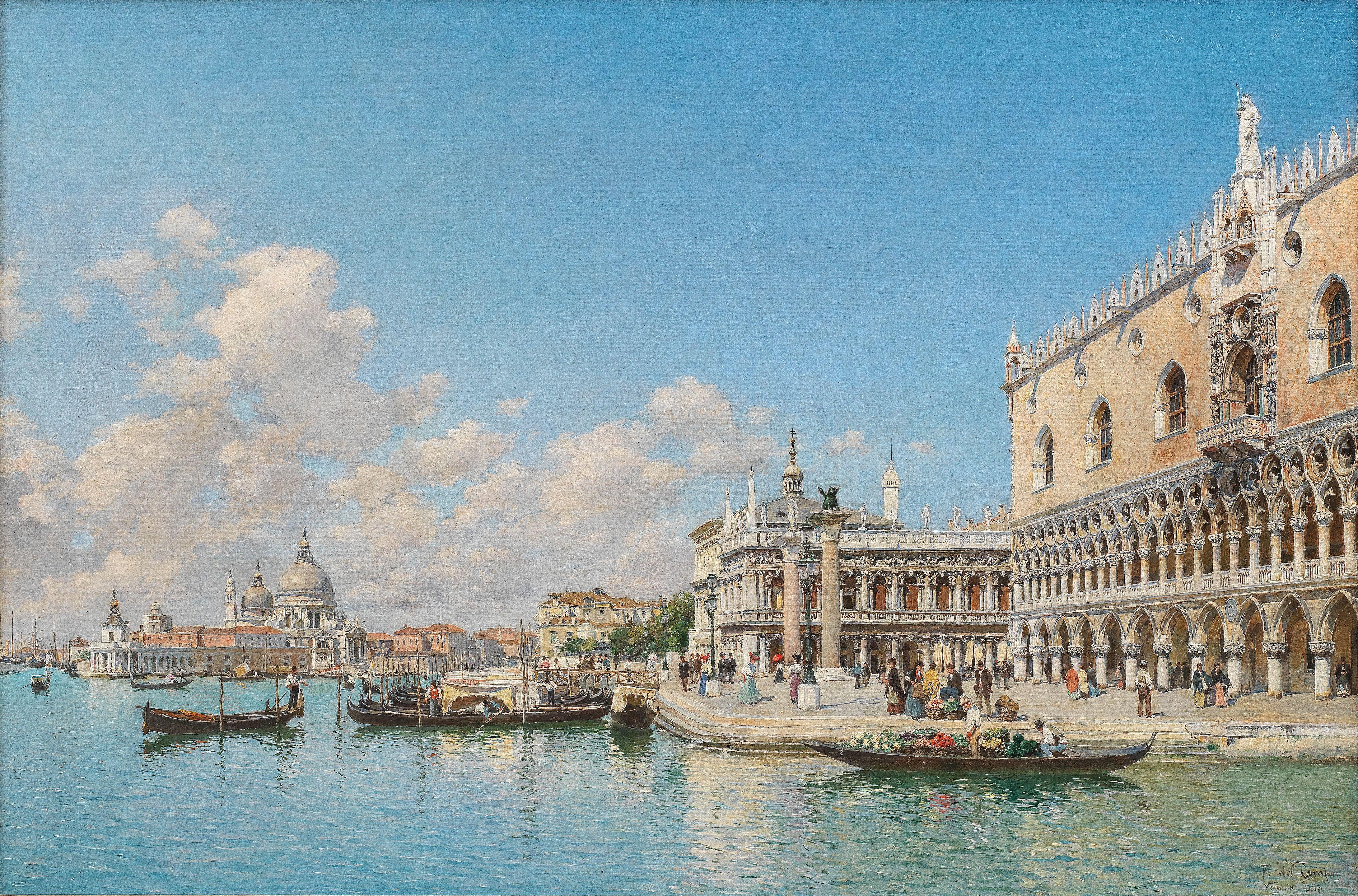Federico del Campo - A view of the Riva degli Schiavoni, Venice
