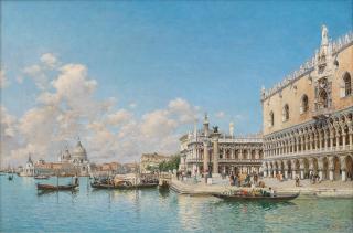 Federico del Campo - A view of the Riva degli Schiavoni, Venice