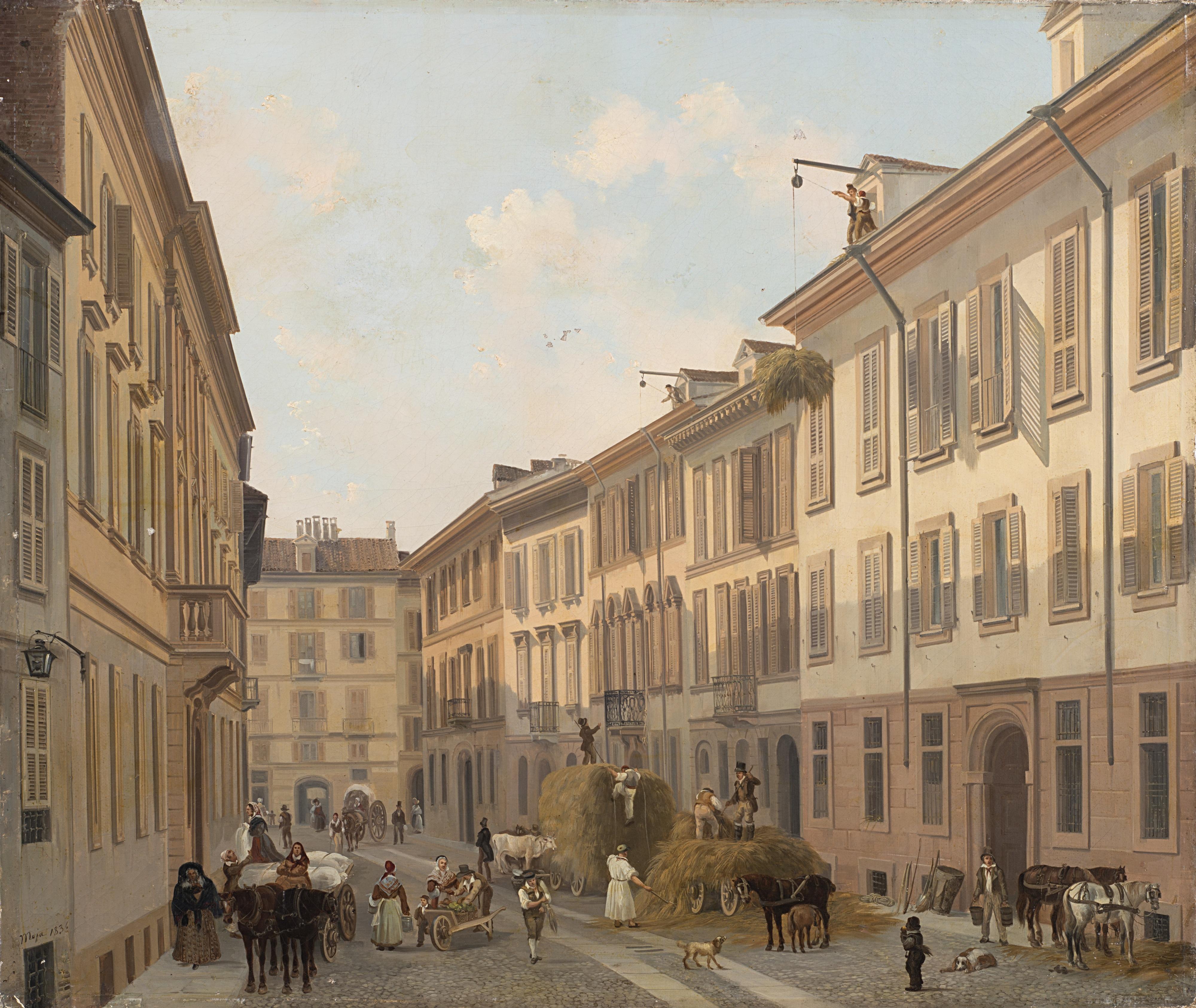 Federico Moja - L\'arrivo del foraggio in Via Borgonuovo