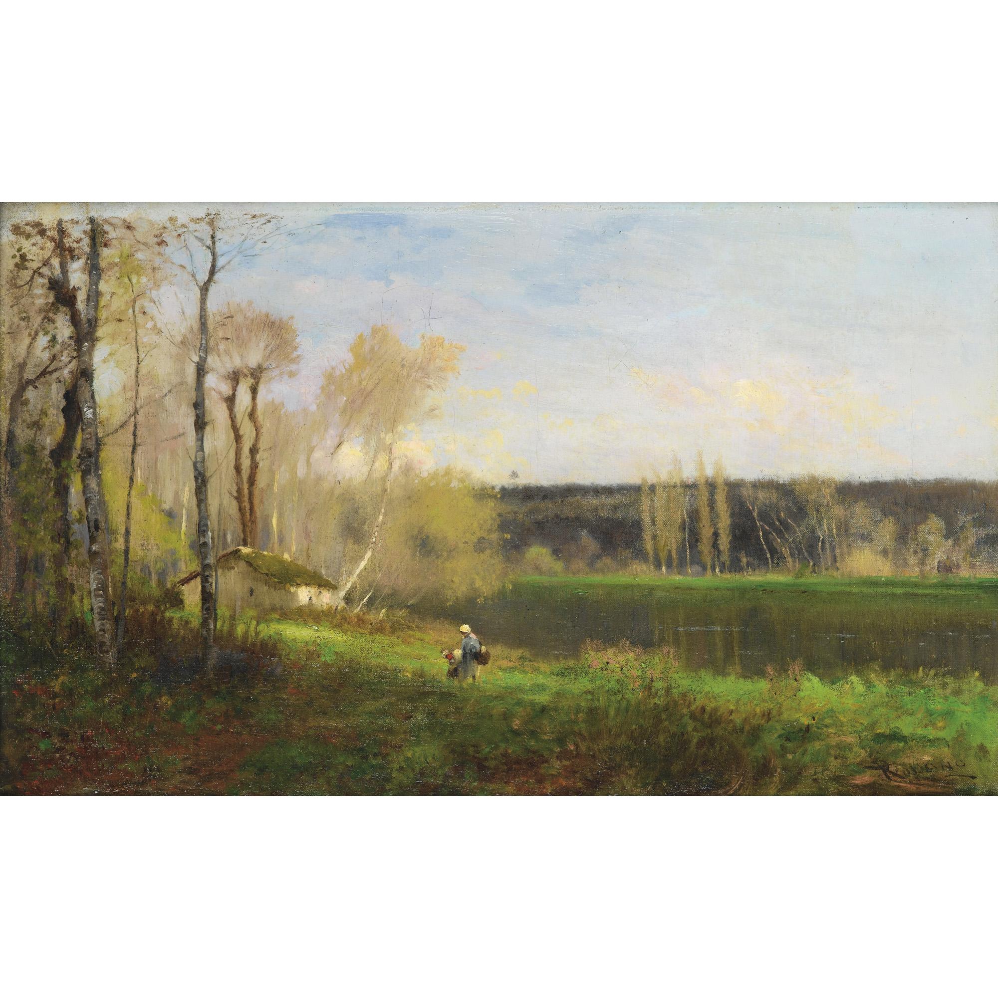 Federico Rossano - Femme Et Enfant Au Bord D\'Un Étangsee Illustration On Previous Page