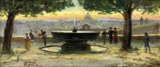 Federico Schianchi - The fountain at the Villa Borghese, Rome