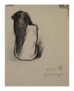 Federico Zandomeneghi - Deux études d\'une jeune fille nue aux cheveux longs, vue de dos