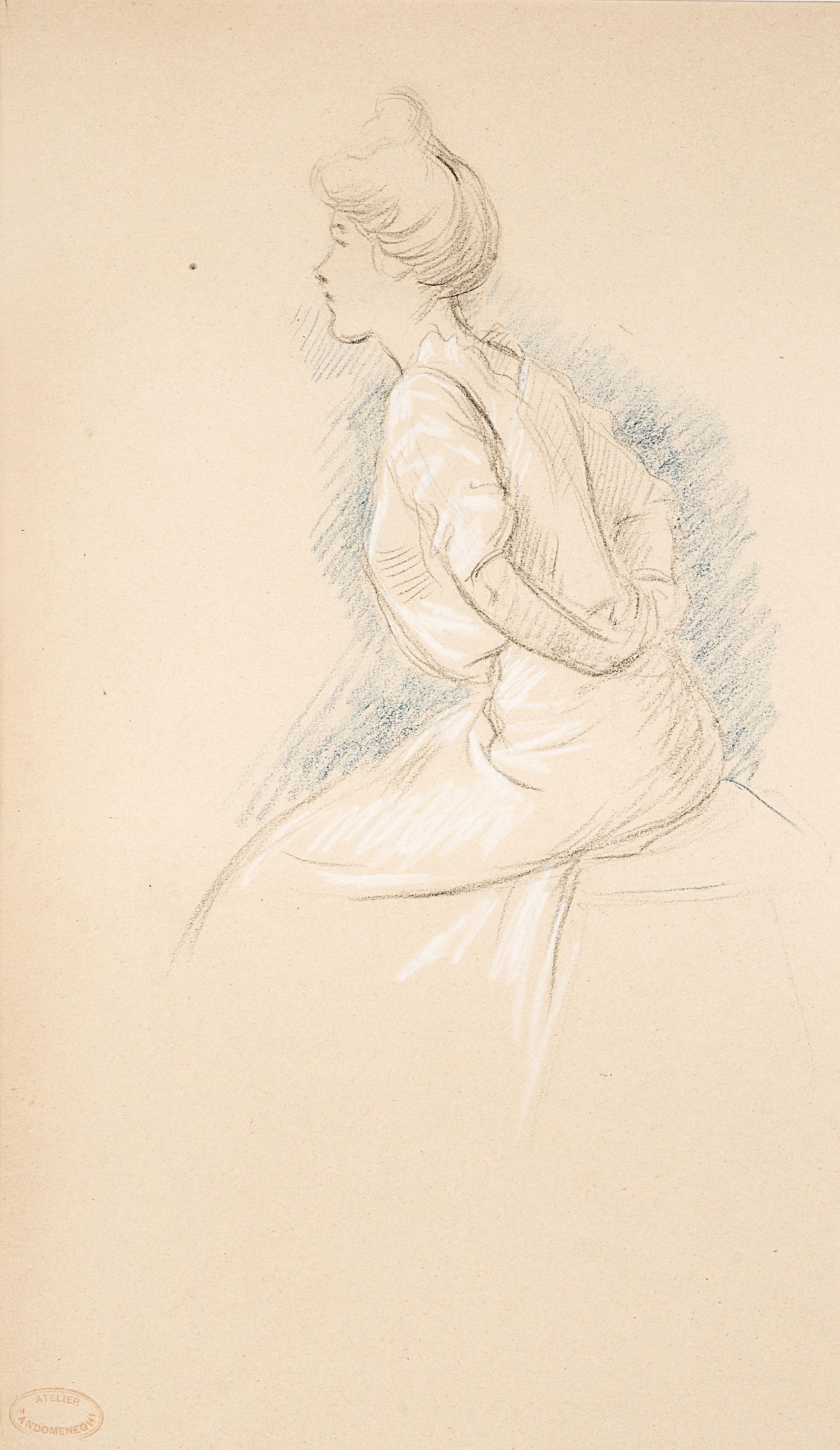 Federico Zandomeneghi - Femme agrafant son corsage