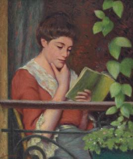 Federico Zandomeneghi - Lettura al fresco - Donna al balcone