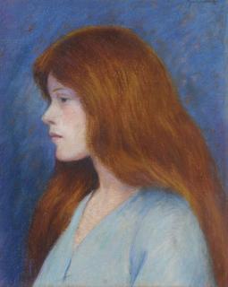 Federico Zandomeneghi - Profil De Femme Sur Fond Bleu