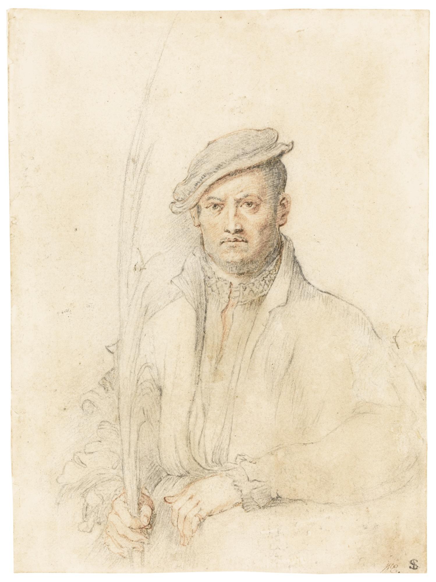 Federico Zuccaro - A Man Seated At A Table, Holding A Palm