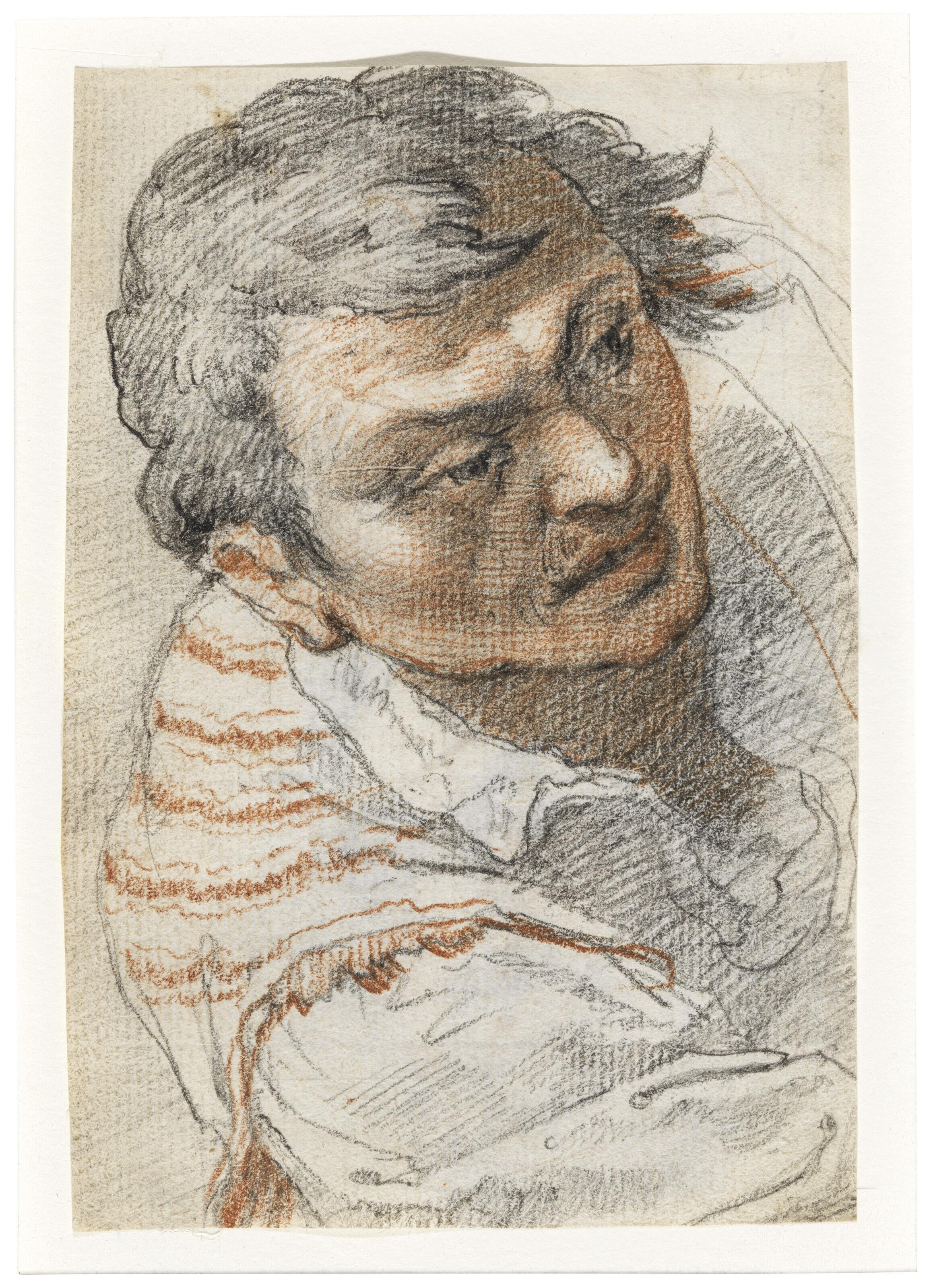 Federico Zuccaro - Bust of a young man, turned to the right (recto); Two heads of bearded men (verso)